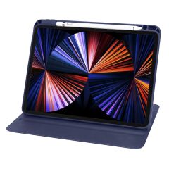 iPad Air 5 2022 10.9'' M1 uyumlu Kılıf 360 Dönebilen Kalem Bölmeli Yatay Dikey Standlı Akıllı Kapak Lacivert