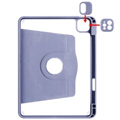 iPad Air 5 2022 10.9'' M1 uyumlu Kılıf 360 Dönebilen Kalem Bölmeli Yatay Dikey Standlı Akıllı Kapak Levander Gray