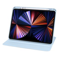 iPad Air 5 2022 10.9'' M1 uyumlu Kılıf 360 Dönebilen Kalem Bölmeli Yatay Dikey Standlı Akıllı Kapak Mavi