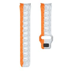 Samsung Galaxy Watch 6 40 44 mm Silikon Kordon Geometrik Desenli Spor Tasarım Premium Kayış Gri - Turuncu