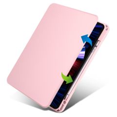 iPad Air 5 2022 10.9'' M1 uyumlu Kılıf 360 Dönebilen Kalem Bölmeli Yatay Dikey Standlı Akıllı Kapak Pembe