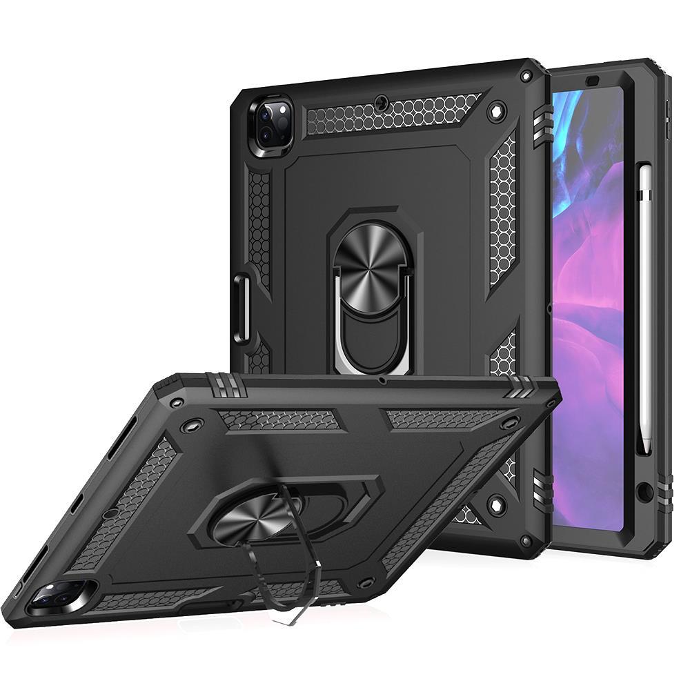 iPad Pro 12.9 2021 5. Nesil Kılıf Metal Yüzüklü Standlı Kalem Bölmeli Premium Vega
