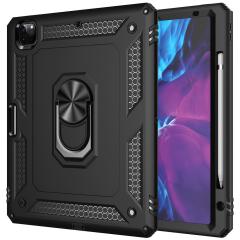 iPad Pro 12.9 2021 5. Nesil Kılıf Metal Yüzüklü Standlı Kalem Bölmeli Premium Vega