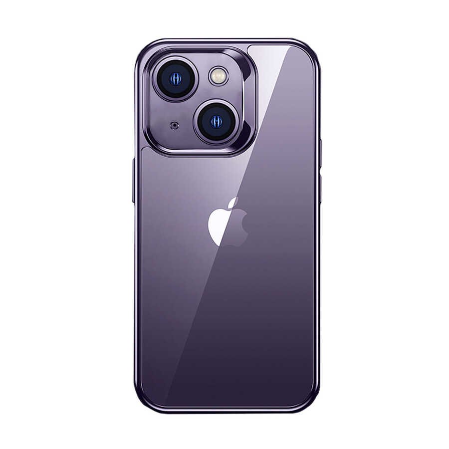 Apple iPhone 14 Kılıf Benks Electroplating TPU Kapak Ekran Koruyucu Hediyeli Mor
