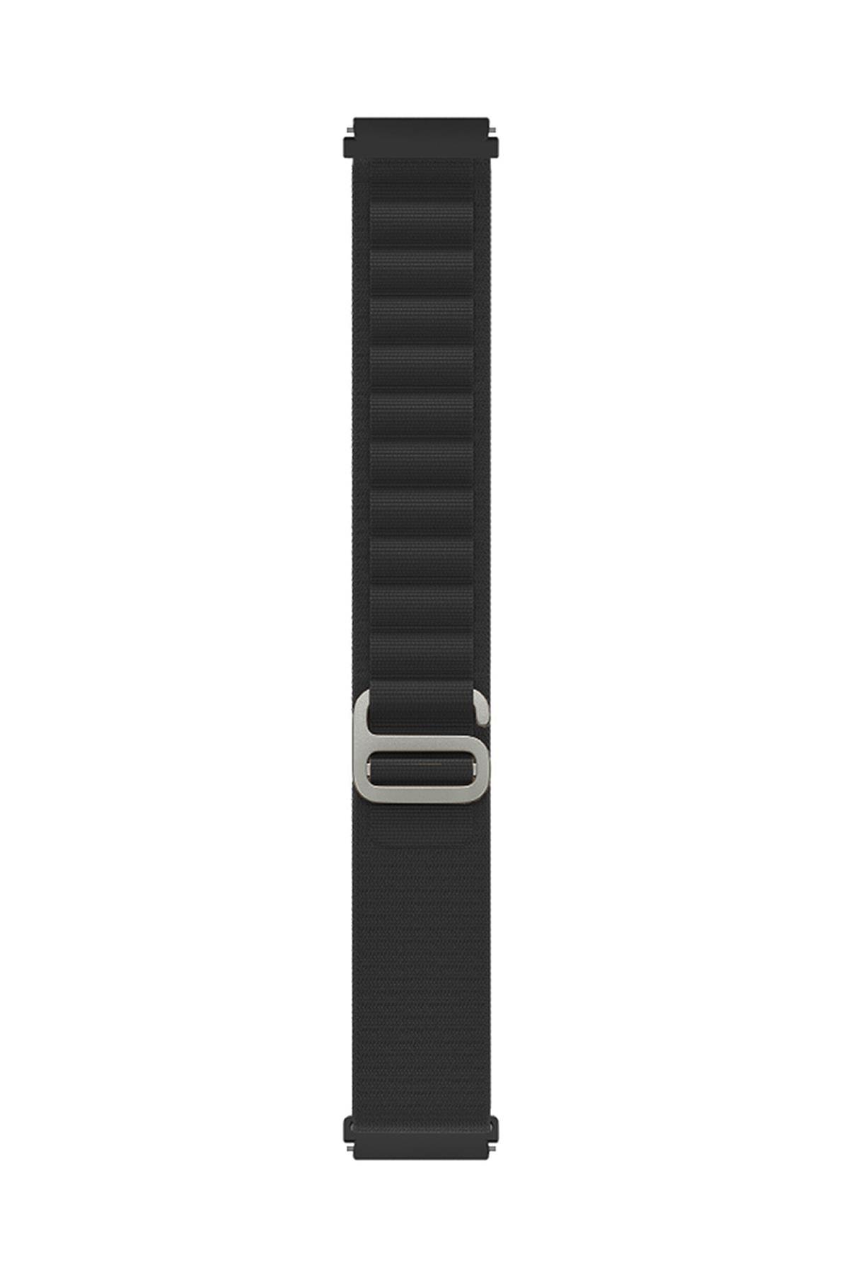 Samsung Galaxy Watch 6 40 / 44 mm uyumlu Kordon Alpine Loop Kumaş Örgü Kayış Siyah