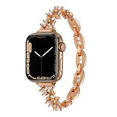 Apple Watch 6 5 4 3 2 1 SE 42 44 mm uyumlu Zarif Taşlı Tasarım Metal Kordon New Collection Şık Kayış Rose Gold