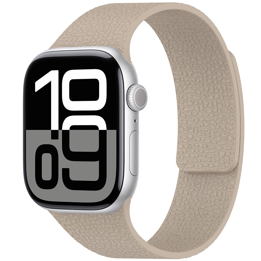 Apple Watch 6 5 4 3 2 1 SE 38 40 mm Uyumlu Magnetik Silikon Kordon Deri Görünümlü Mıknatıslı Kayış