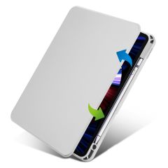 iPad Air 4 2020 10.9'' uyumlu Kılıf 360 Dönebilen Kalem Bölmeli Yatay Dikey Standlı Akıllı Kapak Gri