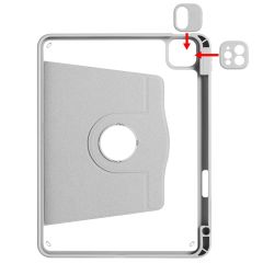 iPad Air 4 2020 10.9'' uyumlu Kılıf 360 Dönebilen Kalem Bölmeli Yatay Dikey Standlı Akıllı Kapak Gri