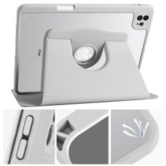iPad Air 4 2020 10.9'' uyumlu Kılıf 360 Dönebilen Kalem Bölmeli Yatay Dikey Standlı Akıllı Kapak Gri