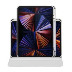 iPad Air 4 2020 10.9'' uyumlu Kılıf 360 Dönebilen Kalem Bölmeli Yatay Dikey Standlı Akıllı Kapak Gri