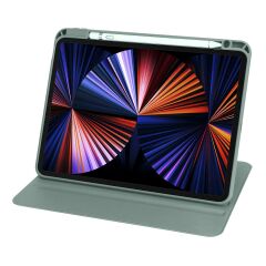 iPad Air 4 2020 10.9'' uyumlu Kılıf 360 Dönebilen Kalem Bölmeli Yatay Dikey Standlı Akıllı Kapak Koyu Yeşil