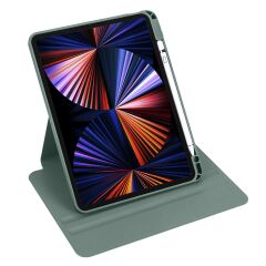 iPad Air 4 2020 10.9'' uyumlu Kılıf 360 Dönebilen Kalem Bölmeli Yatay Dikey Standlı Akıllı Kapak Koyu Yeşil