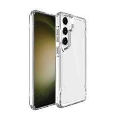 Galaxy S24 uyumlu Kılıf Şeffaf Silikon Kapak Yükseltilmiş Kenarlar Üstün Koruma Arkası Sert