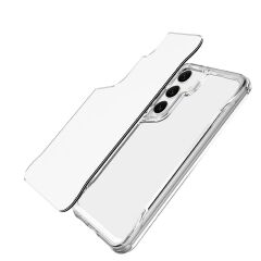 Galaxy S24 uyumlu Kılıf Şeffaf Silikon Kapak Yükseltilmiş Kenarlar Üstün Koruma Arkası Sert