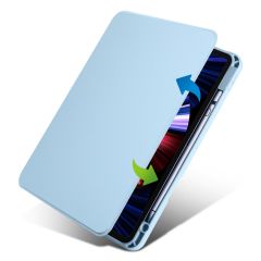 iPad Air 4 2020 10.9'' uyumlu Kılıf 360 Dönebilen Kalem Bölmeli Yatay Dikey Standlı Akıllı Kapak Mavi