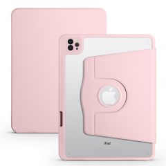 iPad Air 4 2020 10.9'' uyumlu Kılıf 360 Dönebilen Kalem Bölmeli Yatay Dikey Standlı Akıllı Kapak Pembe