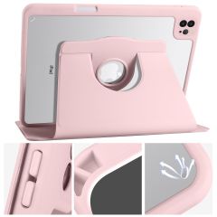 iPad Air 4 2020 10.9'' uyumlu Kılıf 360 Dönebilen Kalem Bölmeli Yatay Dikey Standlı Akıllı Kapak Pembe
