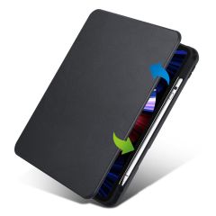 iPad Air 4 2020 10.9'' uyumlu Kılıf 360 Dönebilen Kalem Bölmeli Yatay Dikey Standlı Akıllı Kapak Siyah