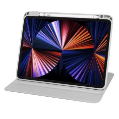iPad Pro 11 2022 M2 uyumlu Kılıf 360 Dönebilen Kalem Bölmeli Yatay Dikey Standlı Akıllı Kapak Gri