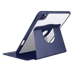iPad Pro 11 2022 M2 uyumlu Kılıf 360 Dönebilen Kalem Bölmeli Yatay Dikey Standlı Akıllı Kapak Lacivert