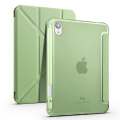 Apple iPad Mini 6. Nesil 2021 Uyumlu Kılıf Kalem Bölmeli Akıllı Kapak Standlı Kılıf Smart Cover Açık Yeşil