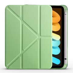 Apple iPad Mini 6. Nesil 2021 Uyumlu Kılıf Kalem Bölmeli Akıllı Kapak Standlı Kılıf Smart Cover Açık Yeşil