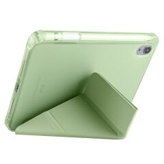 Apple iPad Mini 6. Nesil 2021 Uyumlu Kılıf Kalem Bölmeli Akıllı Kapak Standlı Kılıf Smart Cover Açık Yeşil