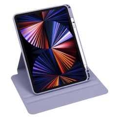 iPad Pro 11 2022 M2 uyumlu Kılıf 360 Dönebilen Kalem Bölmeli Yatay Dikey Standlı Akıllı Kapak Levander Gray