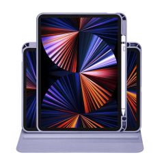 iPad Pro 11 2022 M2 uyumlu Kılıf 360 Dönebilen Kalem Bölmeli Yatay Dikey Standlı Akıllı Kapak Levander Gray
