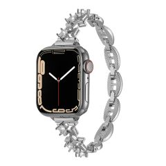 Apple Watch 7 8 9 41 mm uyumlu Zarif Taşlı Tasarım Metal Kordon New Collection Şık Kayış Gümüş