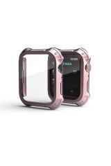 Apple Watch 8 45 mm uyumlu Ekran Koruyucu Anti-Shock Kasa Koruma Metalik Tasarım Tüm Gövde Kapak Rose Gold