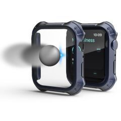 Apple Watch 8 41 mm uyumlu Ekran Koruyucu Anti-Shock Kasa Koruma Metalik Tasarım Tüm Gövde Kapak