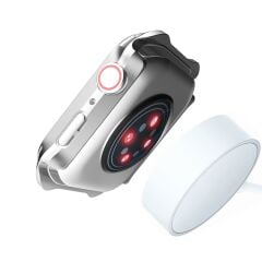 Apple Watch 8 41 mm uyumlu Ekran Koruyucu Anti-Shock Kasa Koruma Metalik Tasarım Tüm Gövde Kapak