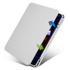 iPad Pro 11 2020 uyumlu Kılıf 360 Dönebilen Kalem Bölmeli Yatay Dikey Standlı Akıllı Kapak Gri