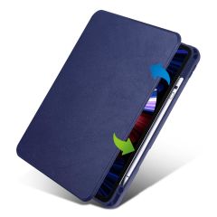 iPad Pro 11 2020 uyumlu Kılıf 360 Dönebilen Kalem Bölmeli Yatay Dikey Standlı Akıllı Kapak Lacivert