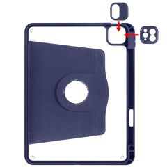 iPad Pro 11 2020 uyumlu Kılıf 360 Dönebilen Kalem Bölmeli Yatay Dikey Standlı Akıllı Kapak Lacivert