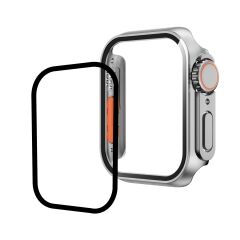 Apple Watch 9 41 mm uyumlu Watch Ultra 49 mm Kasa Dönüştürücü & Ekran Koruyucu Tam Koruma Gri