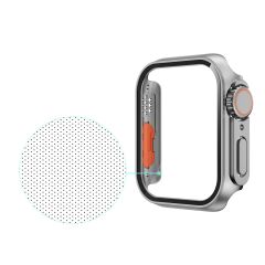 Apple Watch 9 41 mm uyumlu Watch Ultra 49 mm Kasa Dönüştürücü & Ekran Koruyucu Tam Koruma Gri