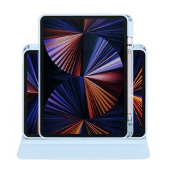 iPad Pro 11 2020 uyumlu Kılıf 360 Dönebilen Kalem Bölmeli Yatay Dikey Standlı Akıllı Kapak Mavi