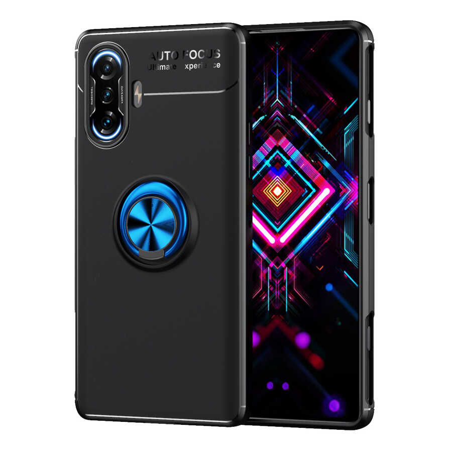 Xiaomi Redmi K40 Gaming Kılıf Zore Ravel Silikon Kapak Siyah-Mavi