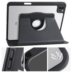 iPad Pro 11 2020 uyumlu Kılıf 360 Dönebilen Kalem Bölmeli Yatay Dikey Standlı Akıllı Kapak Siyah