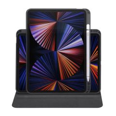 iPad Pro 11 2020 uyumlu Kılıf 360 Dönebilen Kalem Bölmeli Yatay Dikey Standlı Akıllı Kapak Siyah
