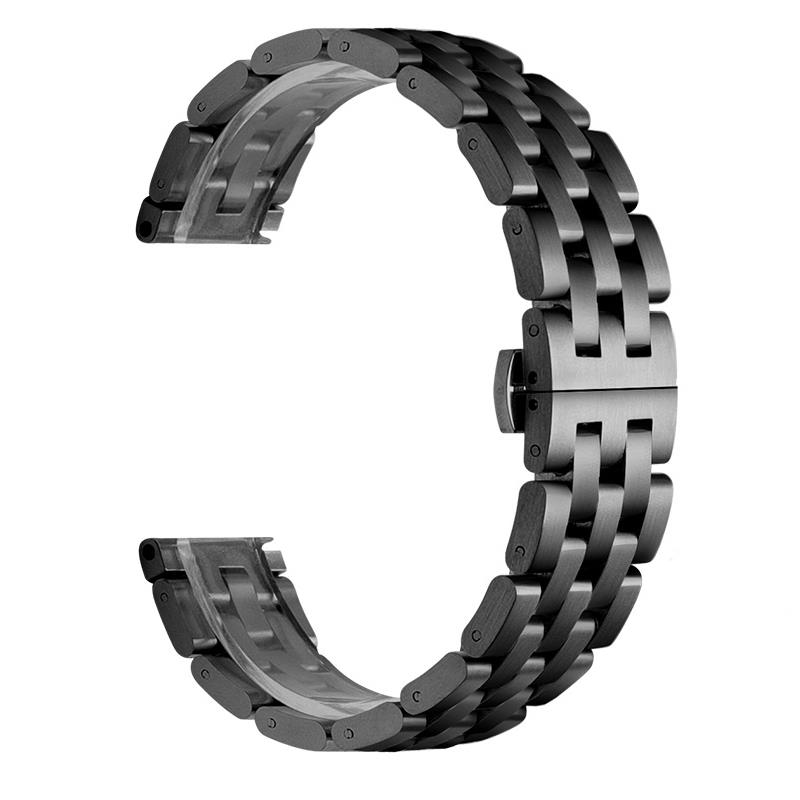 Samsung Galaxy Watch 3 41 mm Uyumlu Metal Kordon Paslanmaz Çelik Kayış Premium Siyah