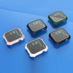 Apple Watch 8 45 mm uyumlu Ekran Koruyucu Anti-Shock Kasa Koruma Mat Tasarım Tüm Gövde Kapak Koyu Yeşil