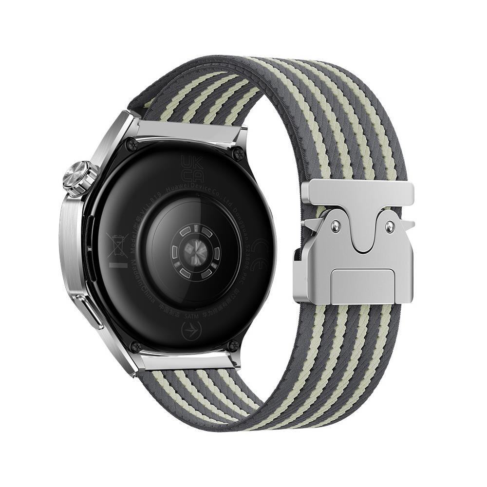 Huawei Watch GT Runner GT3 SE 46 mm Uyumlu Naylon Dokuma Kumaş Kordon Premium Kayış Kilitli Toka Gri