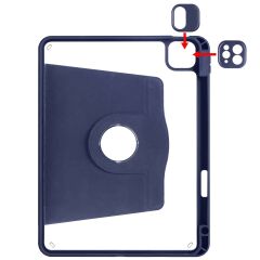 iPad Pro 11 2018 uyumlu Kılıf 360 Dönebilen Kalem Bölmeli Yatay Dikey Standlı Akıllı Kapak Lacivert