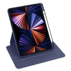 iPad Pro 11 2018 uyumlu Kılıf 360 Dönebilen Kalem Bölmeli Yatay Dikey Standlı Akıllı Kapak Lacivert