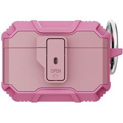 Airpods Pro Uyumlu Kılıf Kilitli Tasarım Tuşlu Kulaklık Kılıfı Darbe Emici Üstün Koruma Pembe