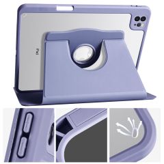 iPad Pro 11 2018 uyumlu Kılıf 360 Dönebilen Kalem Bölmeli Yatay Dikey Standlı Akıllı Kapak Levander Gray